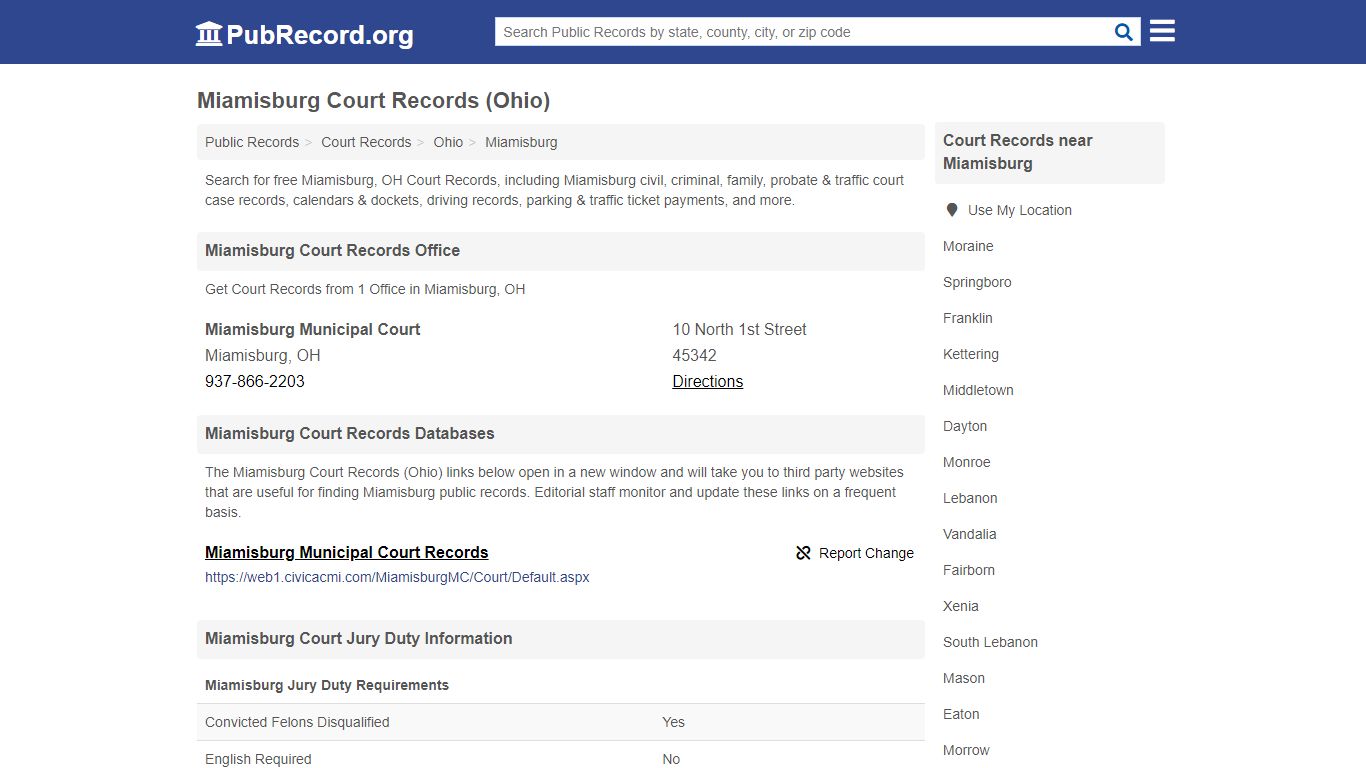 Free Miamisburg Court Records (Ohio Court Records) - PubRecord.org