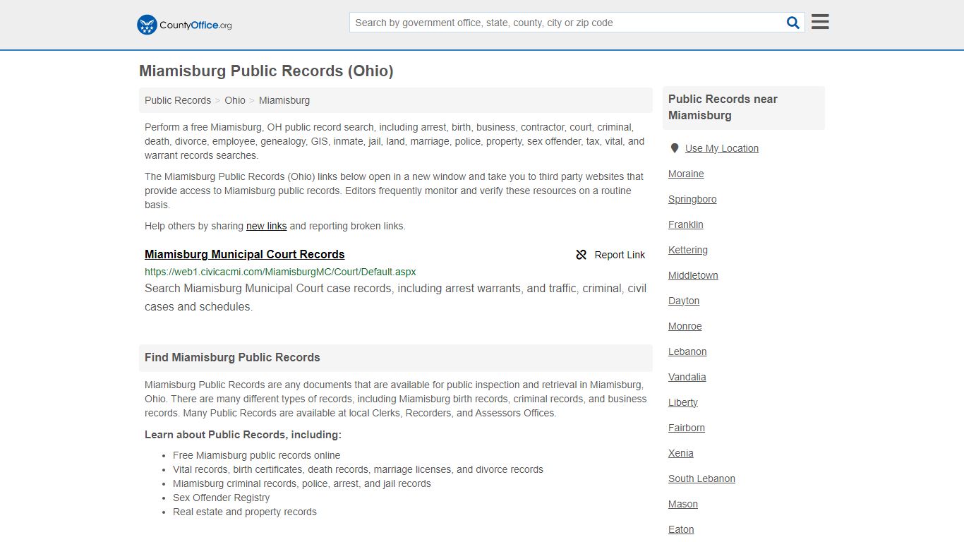 Public Records - Miamisburg, OH (Business, Criminal, GIS, Property ...